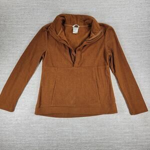 Avalanche Fleece Womens Small Rust Brown Quarter Zip Textured Pullover Top